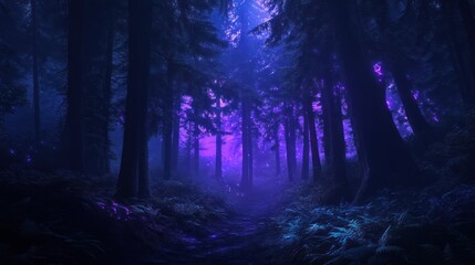 Mystical forest path at night (1)