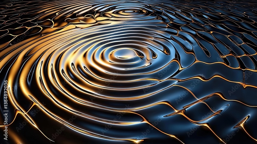 Poster a mesmerizing abstract image of rippling water with golden highlights, creating a serene and dynamic