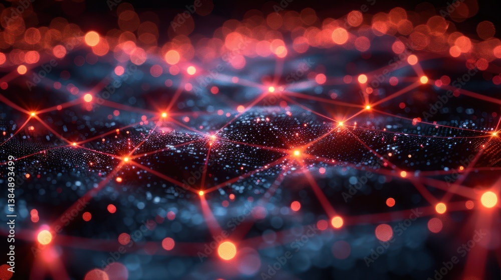 Aufkleber abstract digital network: a mesmerizing visualization of interconnected nodes, showcasing a network 