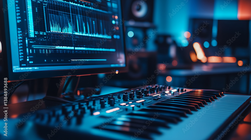 Poster an ai driven music composition tool creating original pieces based on mood, style, and instrumentati