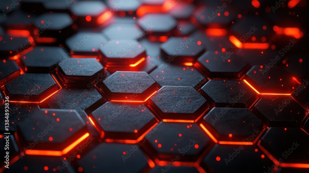 Aufkleber hexagonal grid: an eye-level view of a hexagonal grid, revealing the sleek, interconnected design wi