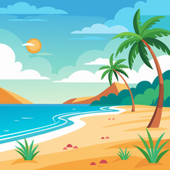 Beach Background Social Media Template Vector