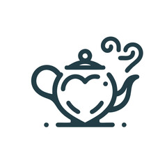 Tea Heart Logo With a Stylized Teapot With Steam Forming a Heart Shape