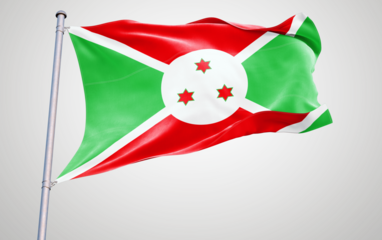 Waving national flags of  BURUNDI , symbols of two countries in the world