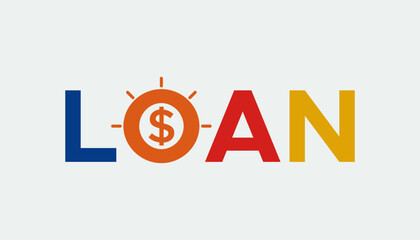 Colorful Loan Word Letter with Dollar Sign Symbol