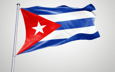 Flags of Cuba waving in the wind as national symbols