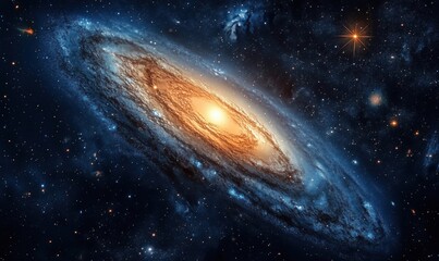 Fototapeta premium Stunning Andromeda Galaxy in Deep Space with Bright Stars and Cosmic Dust