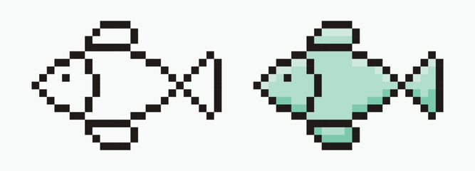 set fish pixel art icon vector illustration.