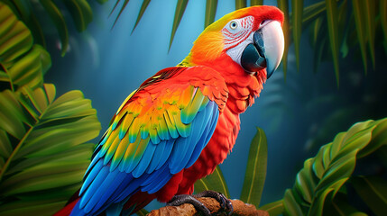 Majestic Macaw Perched in Rainforest Environment