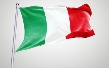Obraz premium Flag of Italy waving in the wind with red, white, and green colors representing patriotism and national symbols of both countries