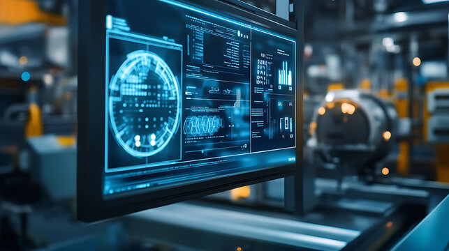 An AI driven predictive maintenance system for manufacturing equipment, analyzing wear and tear to prevent downtime, Manufacturing technology style