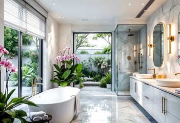 Transform your bathroom into a serene oasis!  A glass shower not only enhances the aesthetic appeal but also creates a spacious feel.