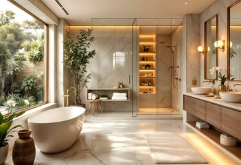 Transform your bathroom into a serene oasis!  A glass shower not only enhances the aesthetic appeal but also creates a spacious feel.