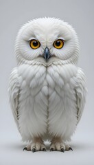 Obraz premium Majestic Snowy Owl Portrait: A Stunning Study in White Feathers and Intense Gaze