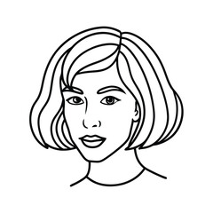 Asymmetrical bob hairstyles line art design