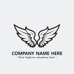 Wing illustration black and white for logo company vector image
