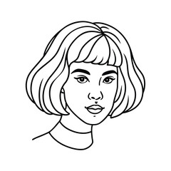 Asymmetrical bob hairstyles line art