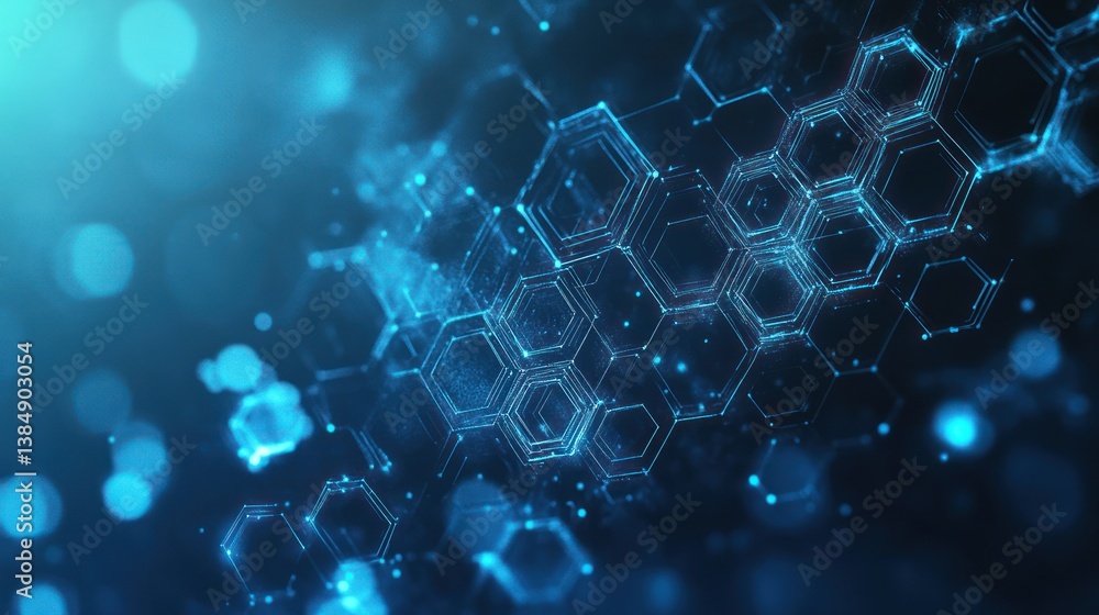 Poster abstract digital network hexagon graphic design