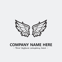 Wing illustration black and white for logo company vector image
