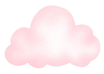Pastel pink clouds, hand drawn, isolated on white background.