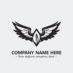 Wing illustration black and white for logo company vector image
