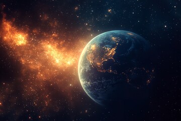 Obraz premium Planet with a spectacular, high-resolution shot taken in space. Generative Ai