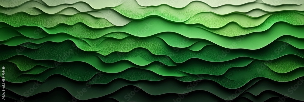 Poster abstract architectural style with dark green textured waves