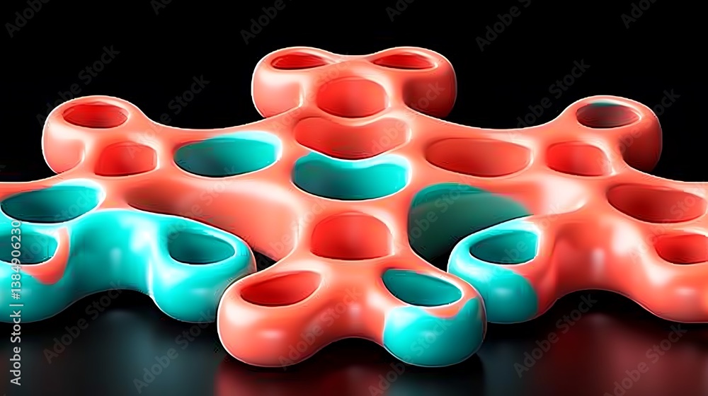 Aufkleber abstract and colorful layered sculptures with multiple rounded openings