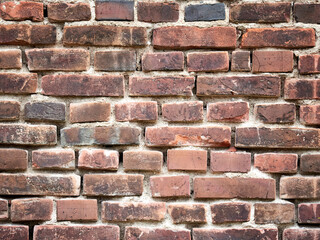 Old vintage brick wall. Red brickwork