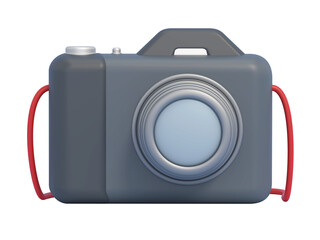 Cartoon photo camera isolated on transparent background. 3D illustration