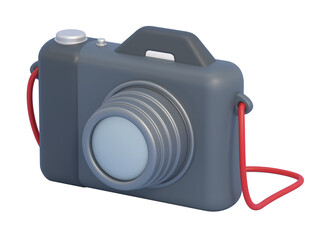 Cartoon photo camera isolated on transparent background. 3D illustration