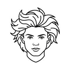 Choppy cut hairstyles line art