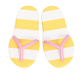 Fototapeta premium Cartoon flip flops isolated on transparent background. 3D illustration