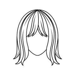 Curtain bangs hairstyles line art design