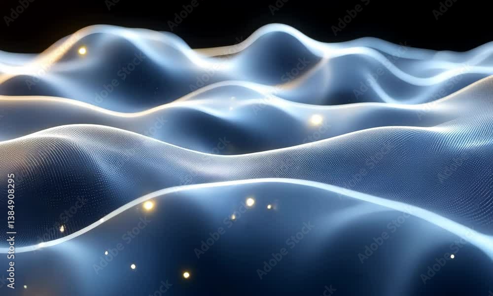 Poster abstract waveform particle flow: mesmerizing digital landscape visualization