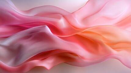 Obraz premium This stunning image depicts blush pink and white fabric waves in motion, evoking feelings of serenity and grace through its soft textures and gentle swirls.