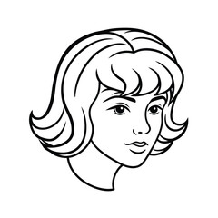 Side swept bangs hairstyles line art