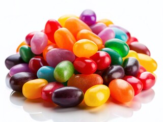 Colorful Sugar Jelly Beans Silhouette, Isolated White Background Stock Photo