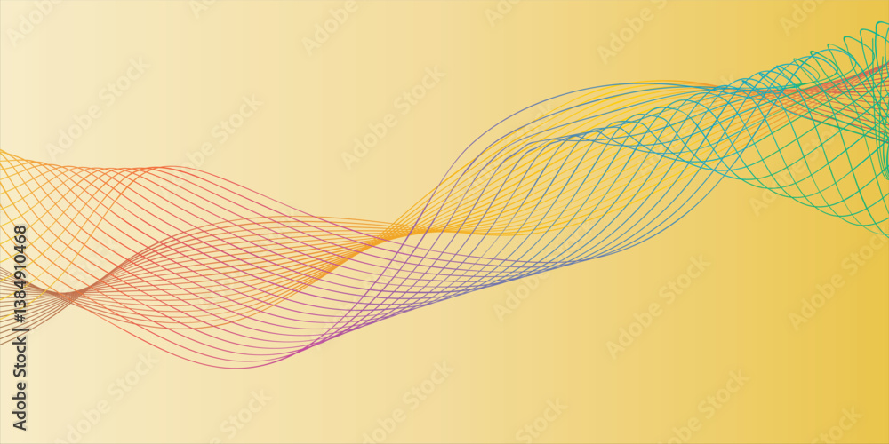 Poster yellow orange lines wave curves soft gradient abstract background