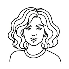 Wavy bob hairstyles line art design