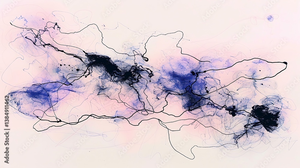 Poster an abstract artwork featuring flowing lines and color splashes