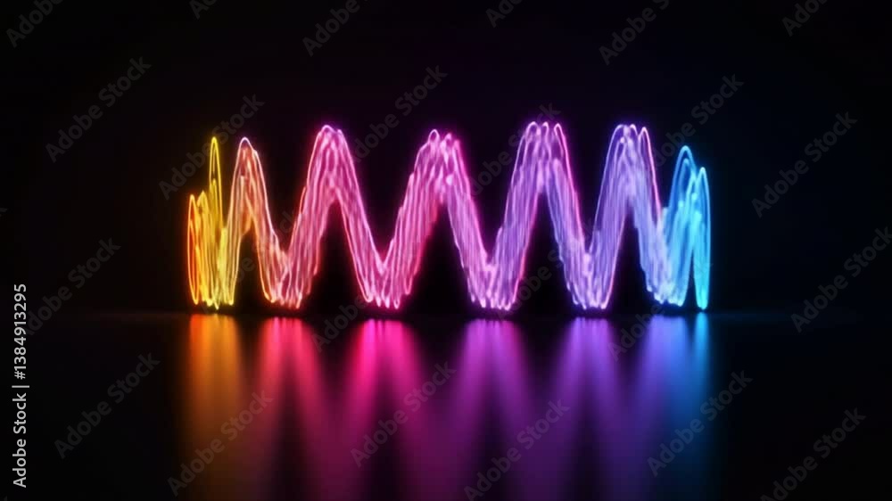 Poster vibrant light waves create a mesmerizing display in a dark environment, showcasing modern digital ar