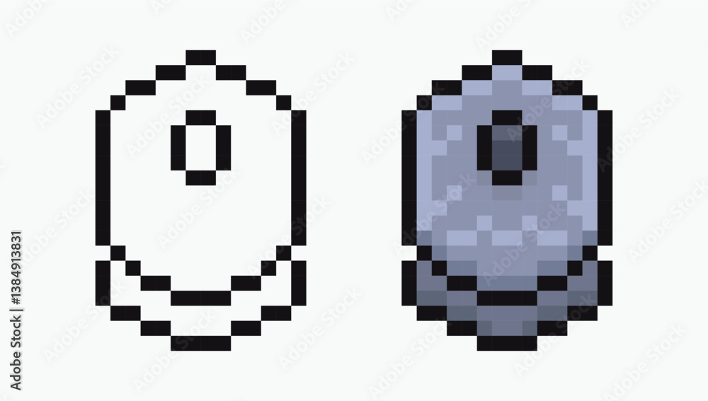 Poster set computer mouse pixel art icon vector illustration.