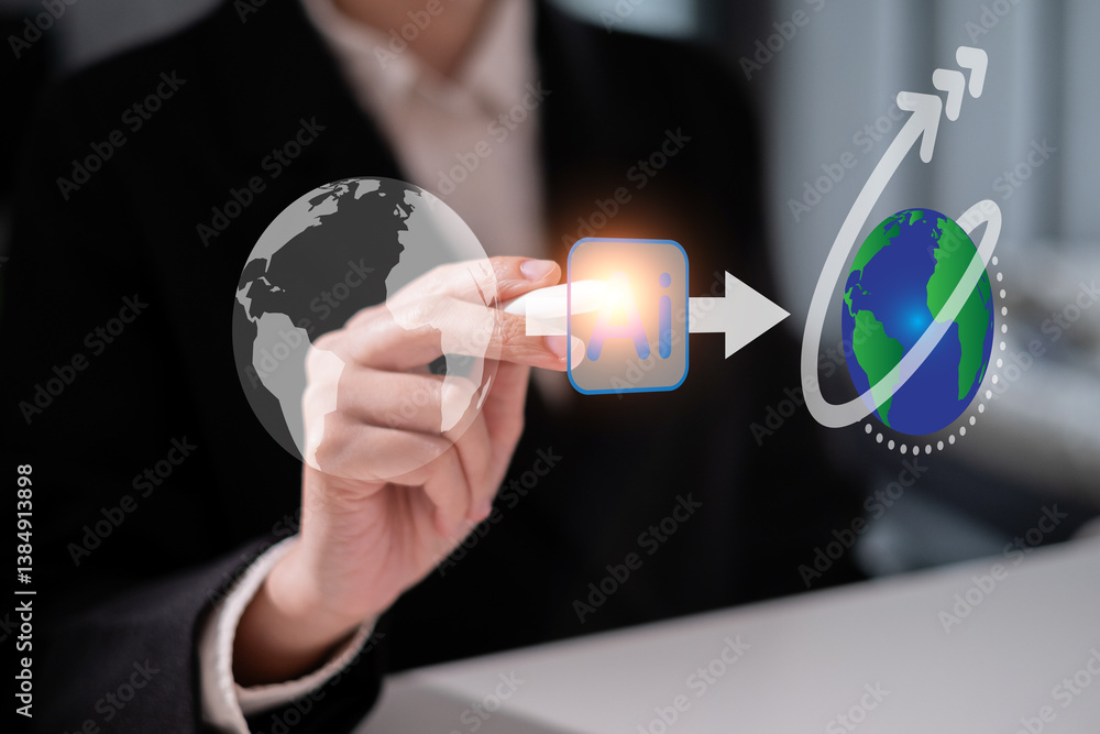 Poster business ai artificial intelligence change the world technology network digital communication concep