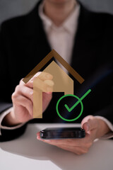 House inspector examining working looking home architect real estate safety building service quality control concept