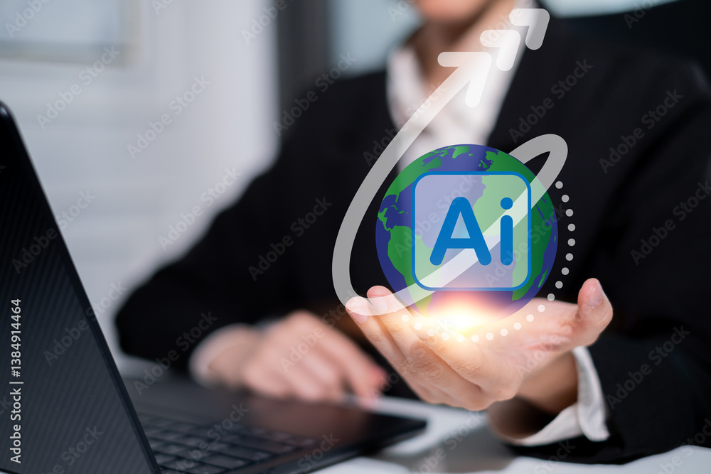 Aufkleber business ai artificial intelligence change the world technology network digital communication concep
