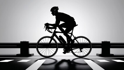 silhouette of cyclist on the road