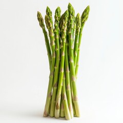 Fresh Green Asparagus Stalks Arranged on White Background