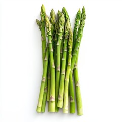 Fresh Green Asparagus Stalks Arranged on White Background