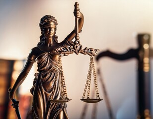 Statette représentant la justice, déesse en laton, bronze en ia, représentation avocat